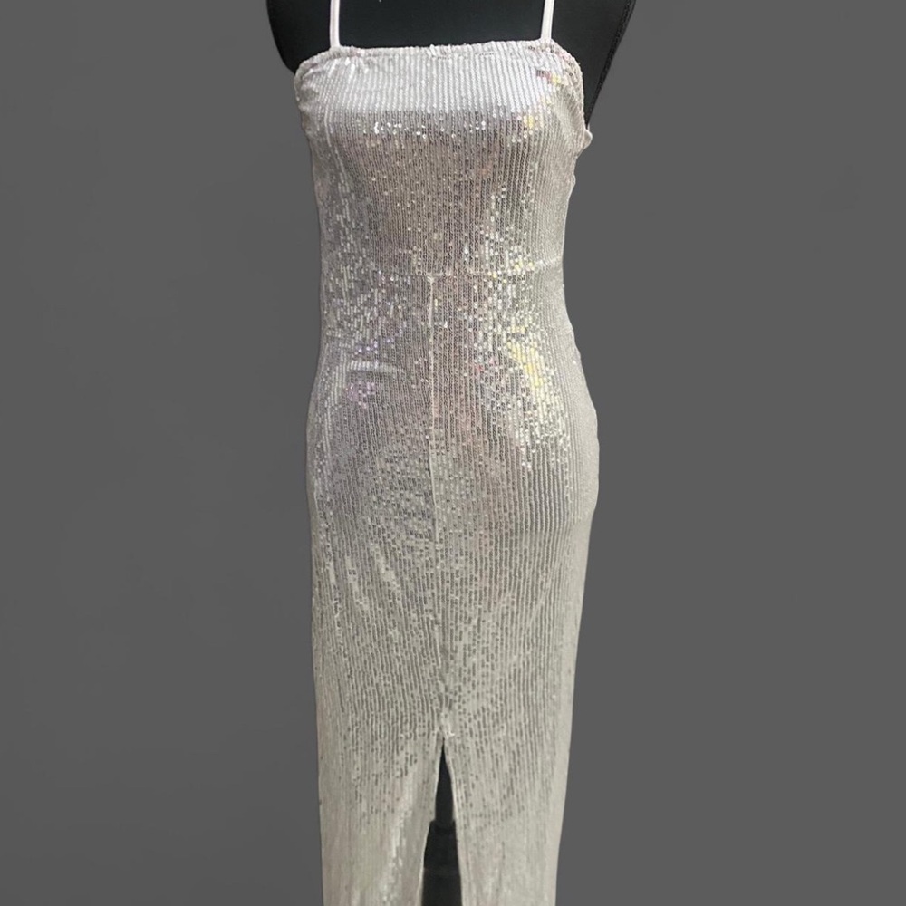 Elegant Silver Sequin Dress